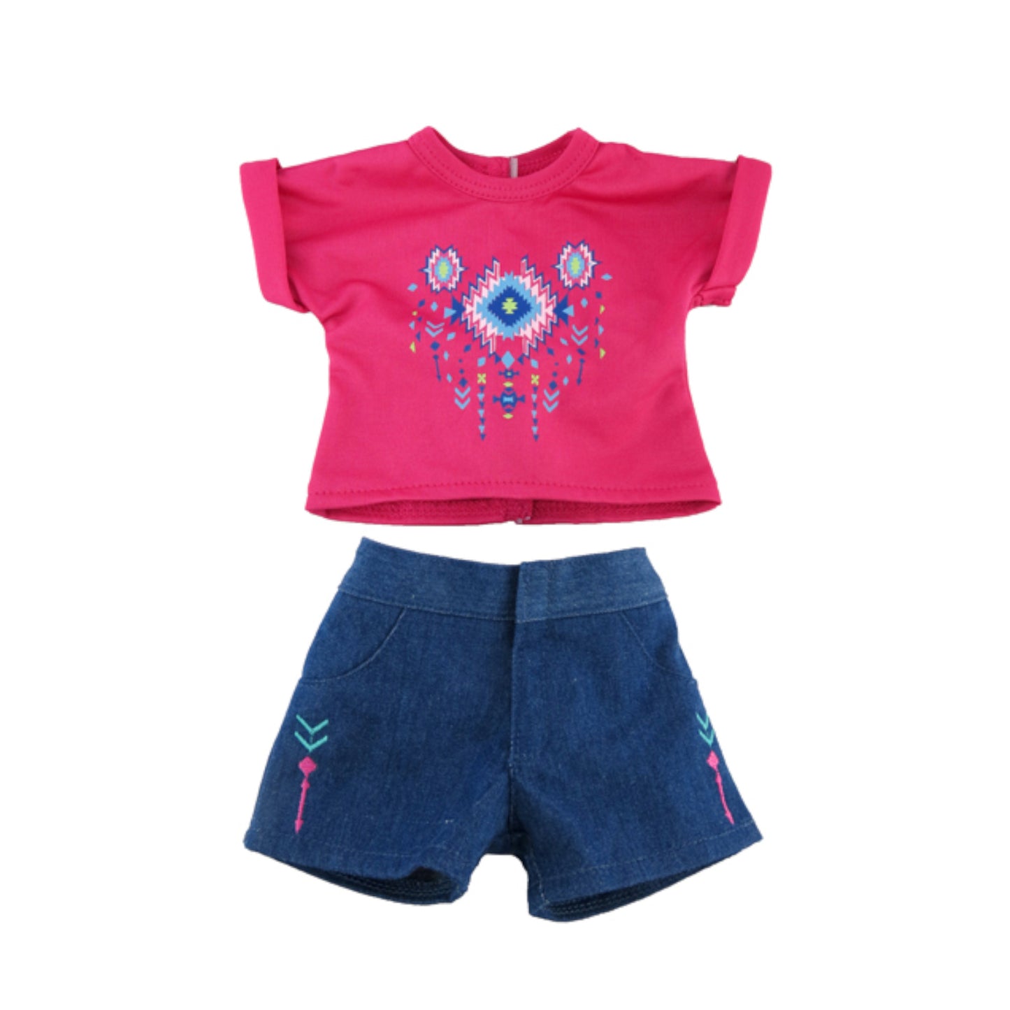 Pink Top and Shorts Set for 18 inch dolls Flat