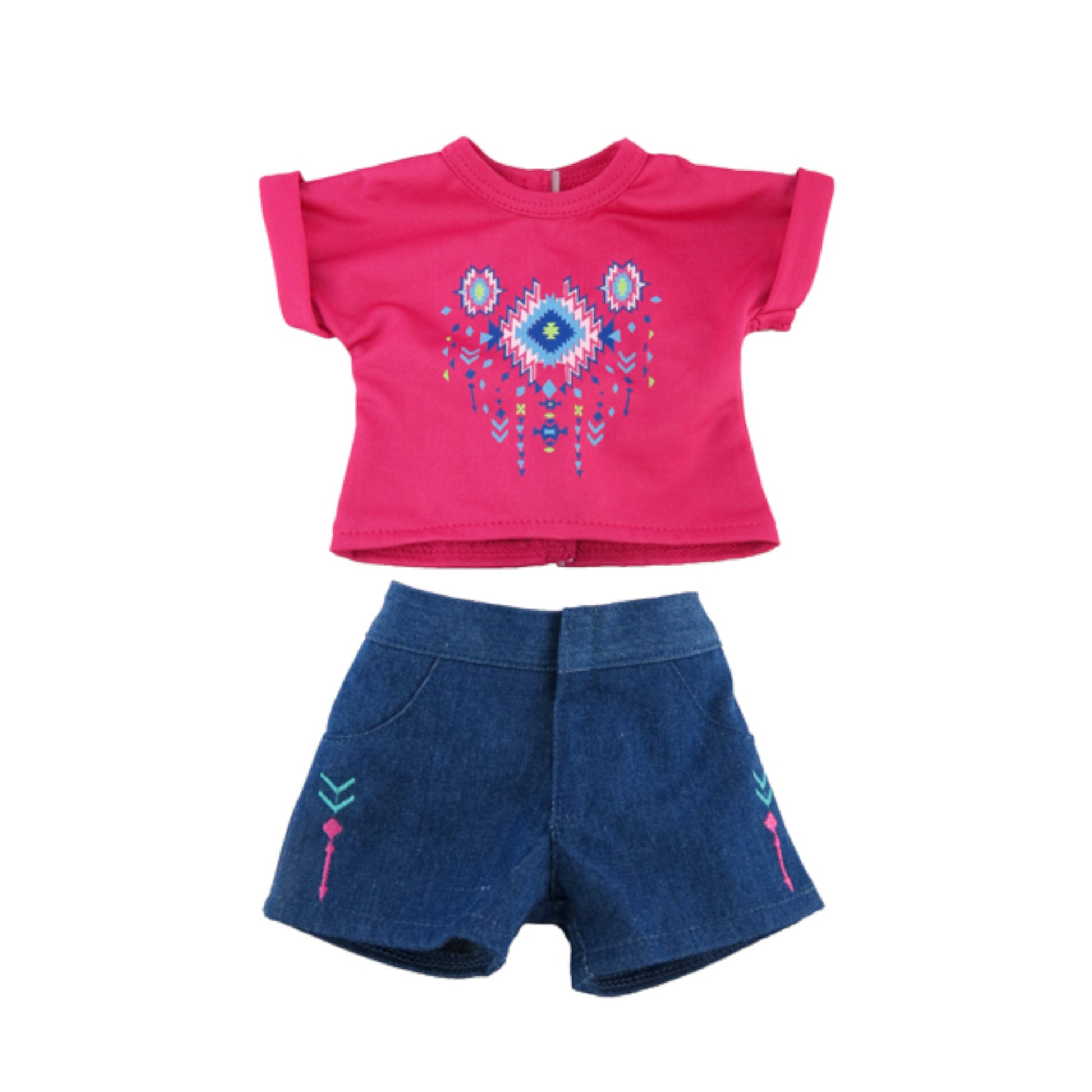 Pink Top and Shorts Set for 18 inch dolls Flat