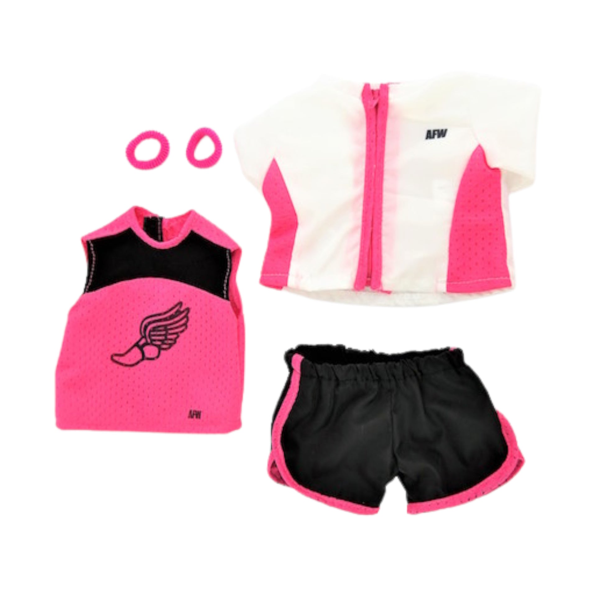 Pink and Black Track Outfit for 18-inch dolls Flat