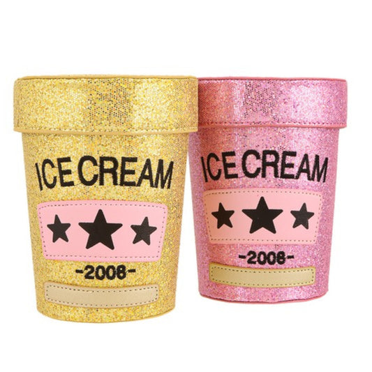 Pink and Gold Ice Cream Round Shape Crossbody Bags Front view