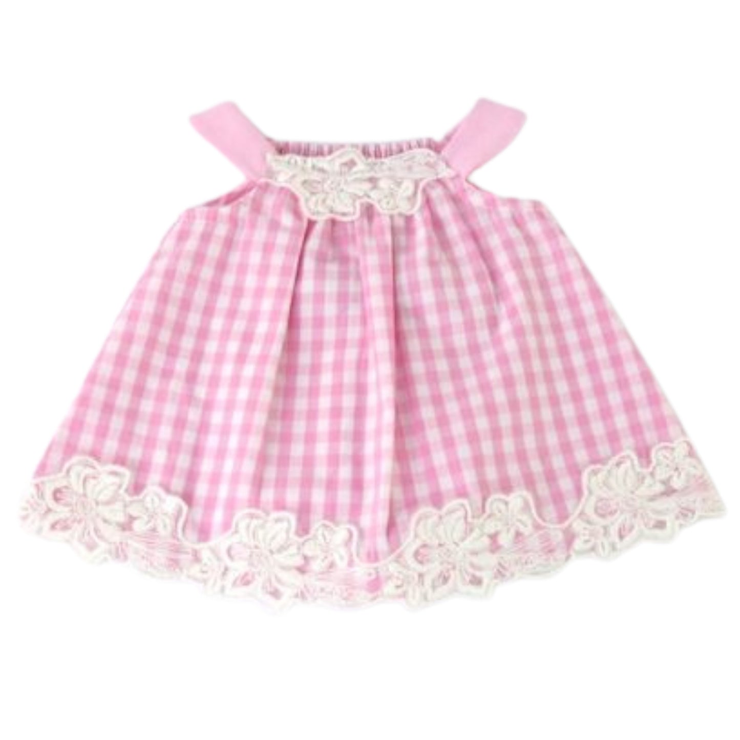 Pink and White Checkered Dress for 18-inch dolls Flat