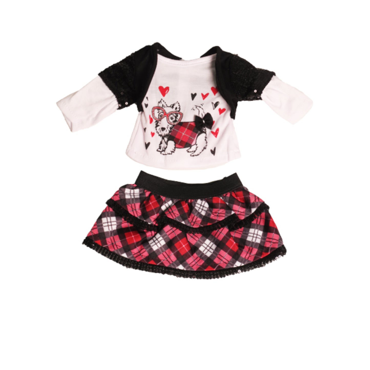 Plaid Glamour Puppy Outfit for 18-inch dolls Flat