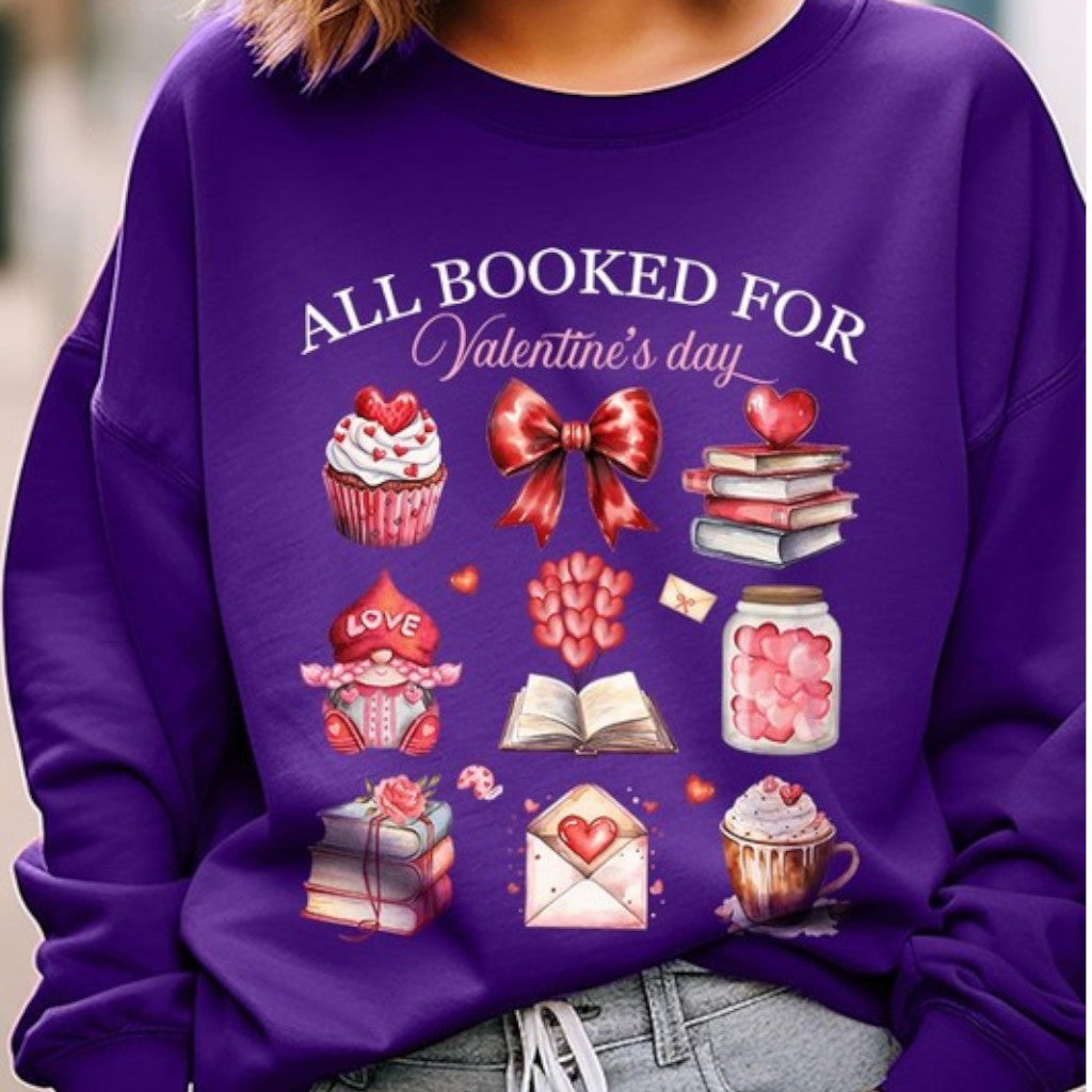 Purple All Booked for Valentine's Graphic Sweatshirt
