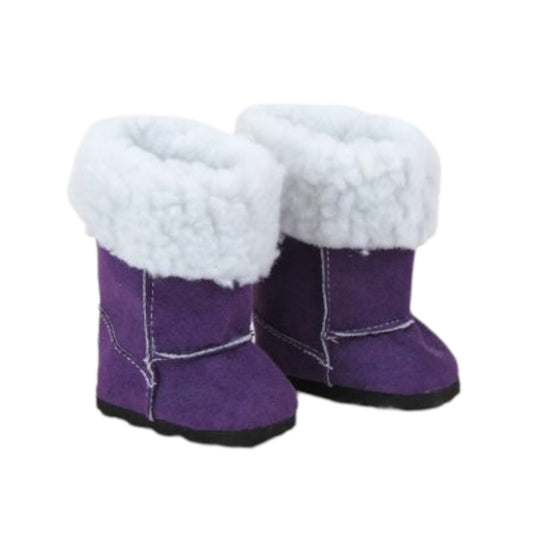 Purple Boots with Faux Sheep Fur for 18-inch dolls