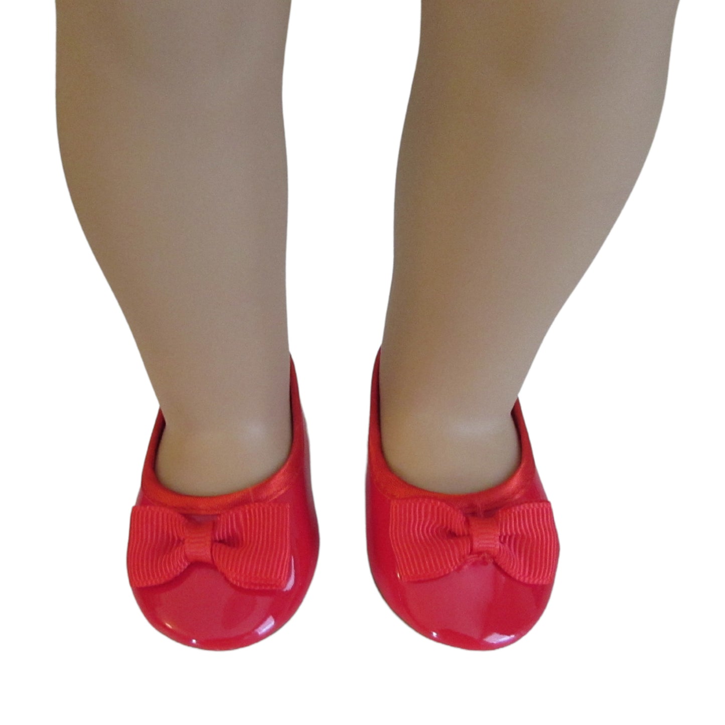 Red Bow Flats for 18-inch Dolls with doll Front view