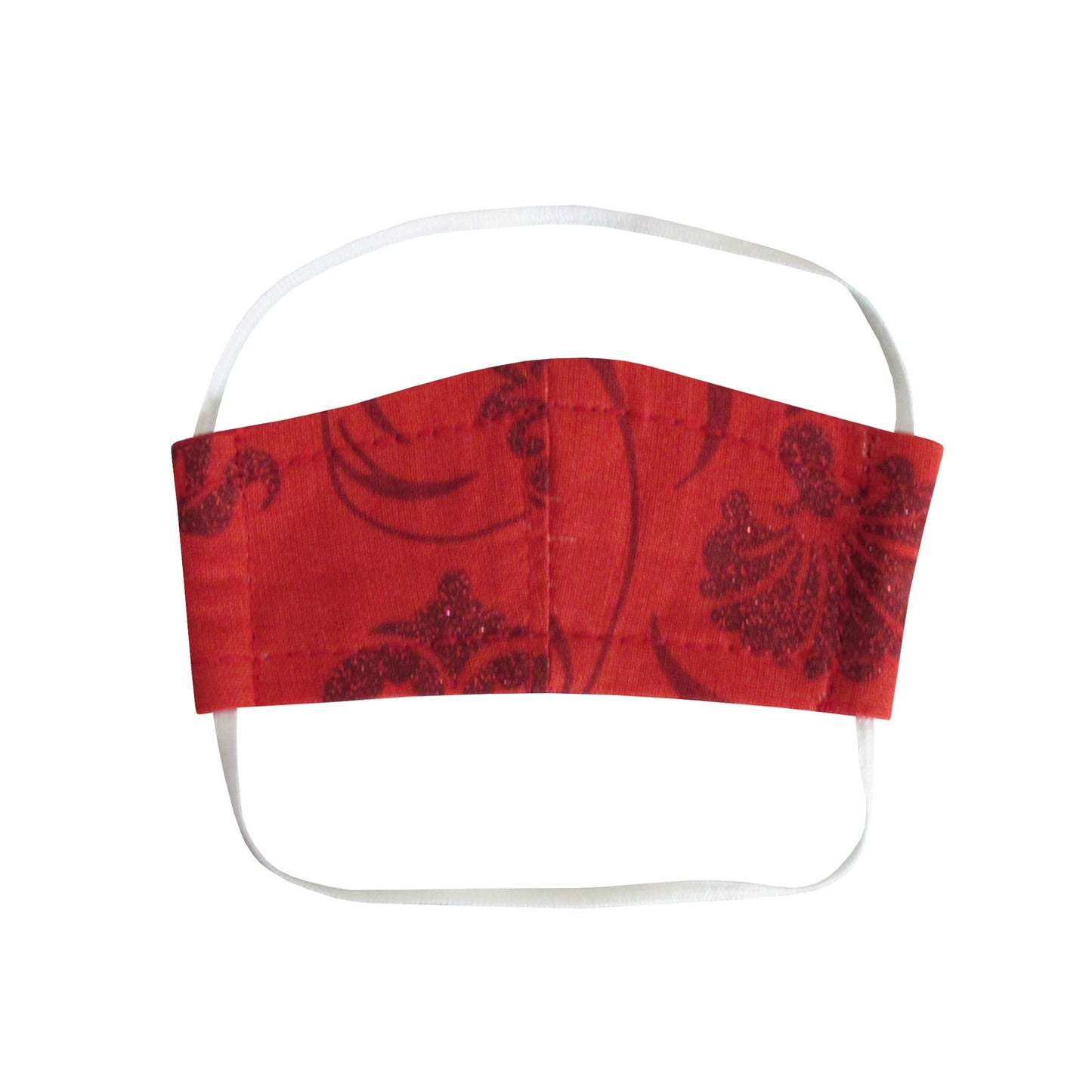 Red Floral Metallic Print Doll Face Mask for 18-inch dolls Flat