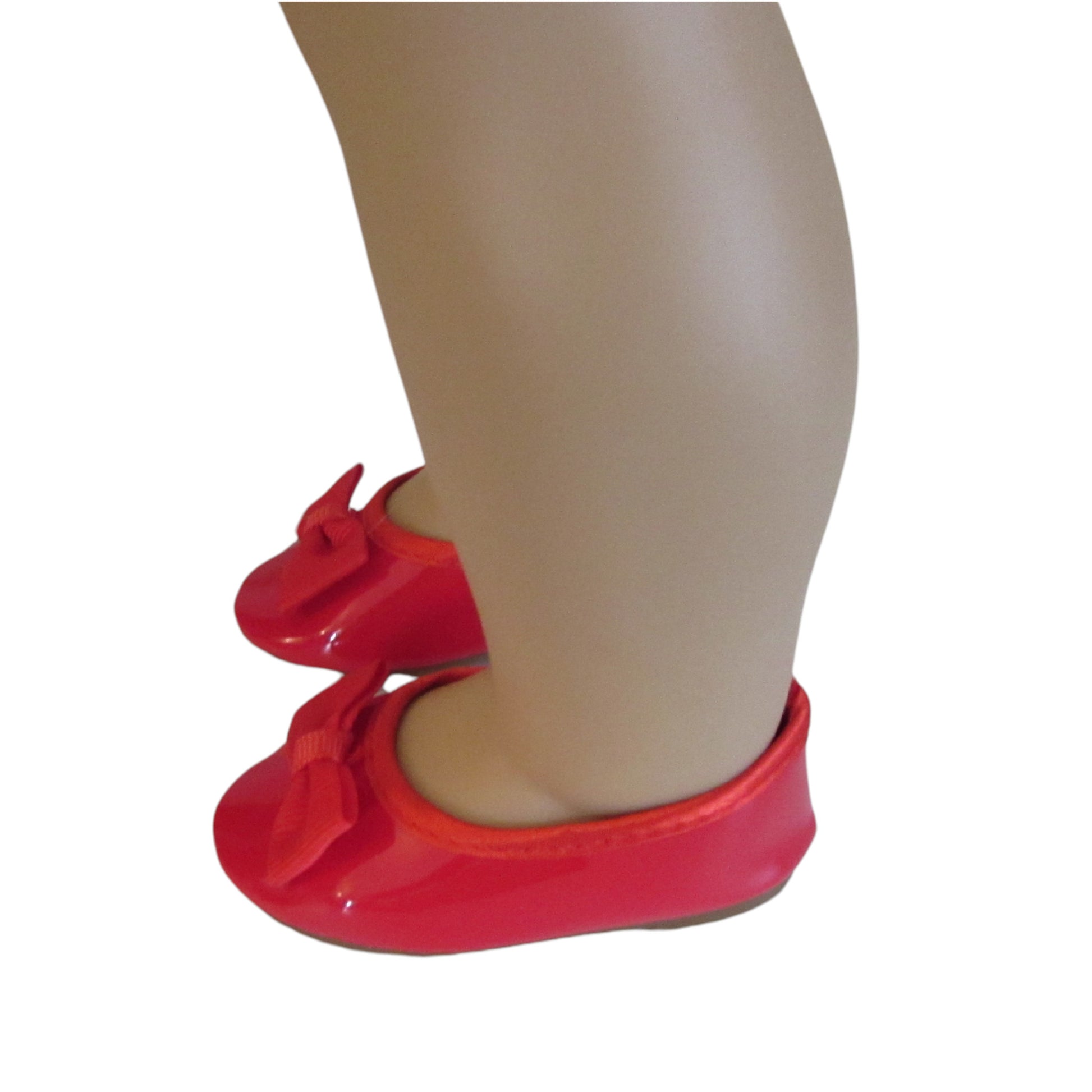 Red Bow Flats for 18-inch Dolls with doll Side view