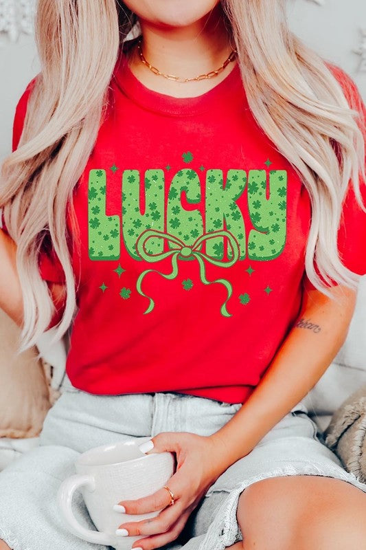 Red Coquette Lucky Bow Graphic Tee