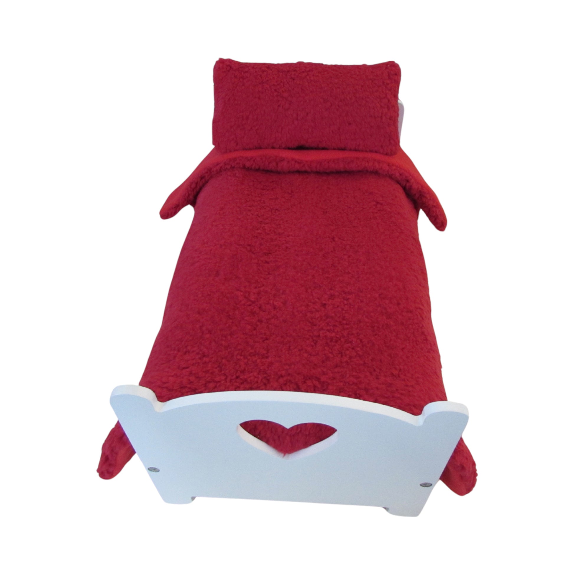 Red Faux Fur Sherpa Doll Blanket for 18-inch dolls Front view
