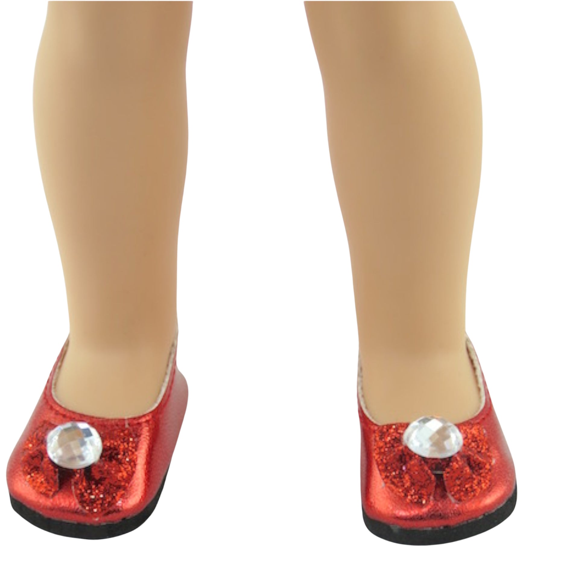 Red Glitter Bow Flats for 14 1/2-inch dolls with doll