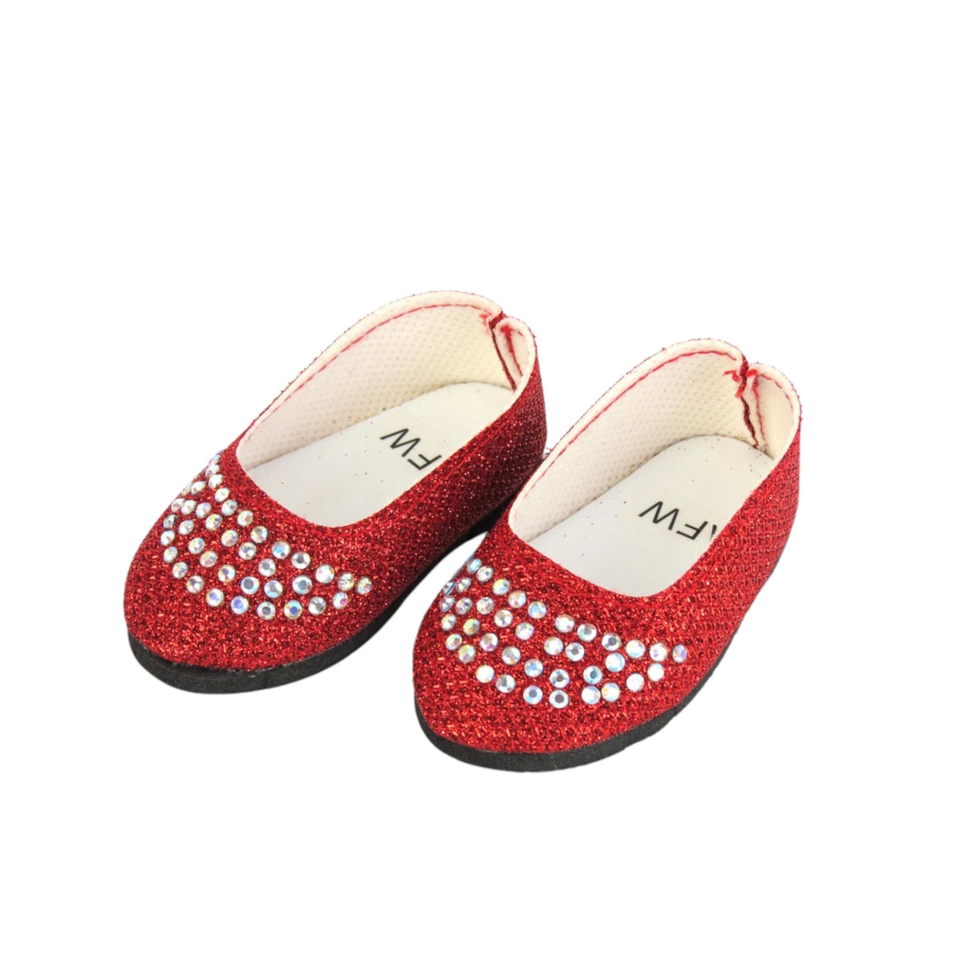 Red Glitter Rhinestone Flats for 18-inch dolls