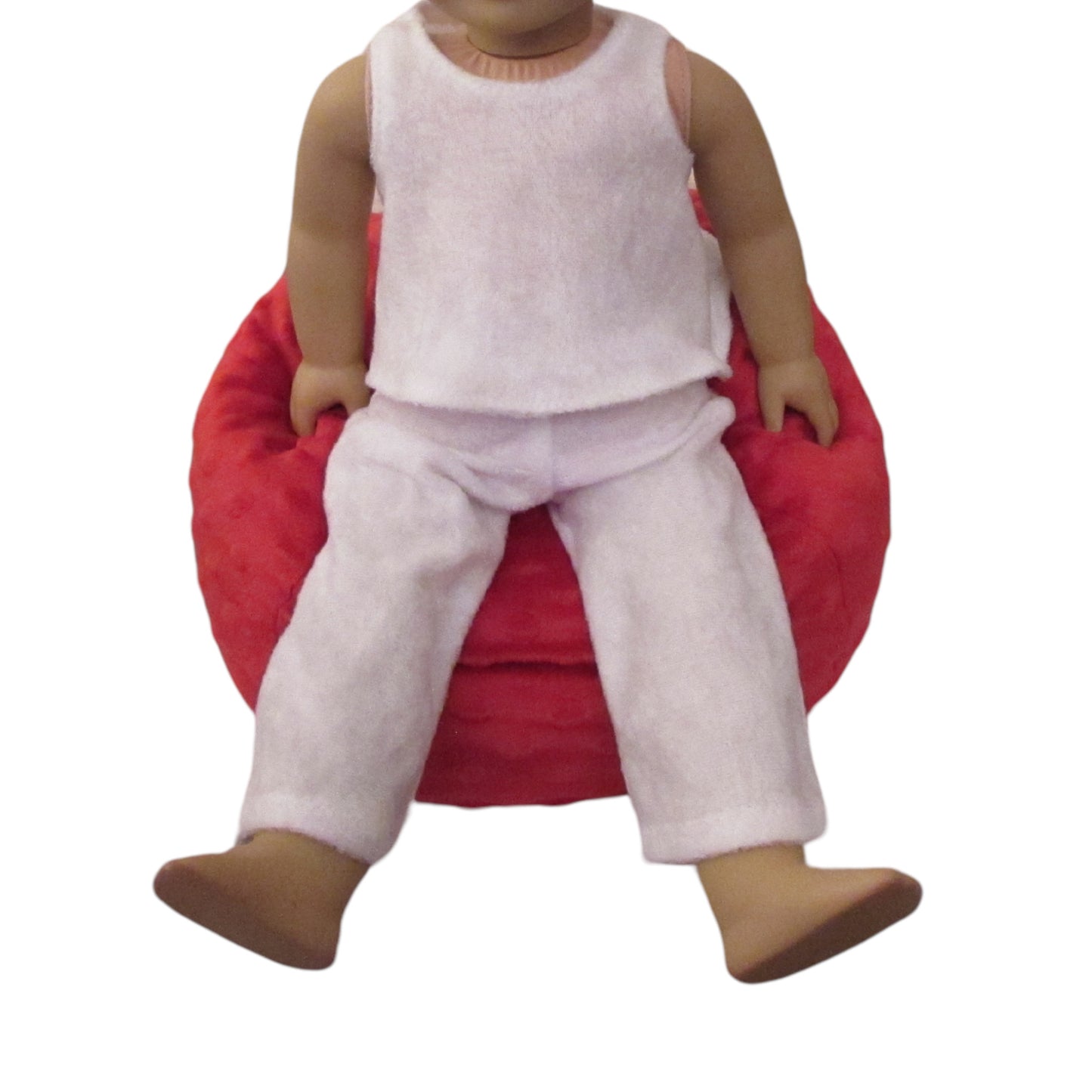Red Minky Doll Bean Bag Chair for 18-inch dolls with doll