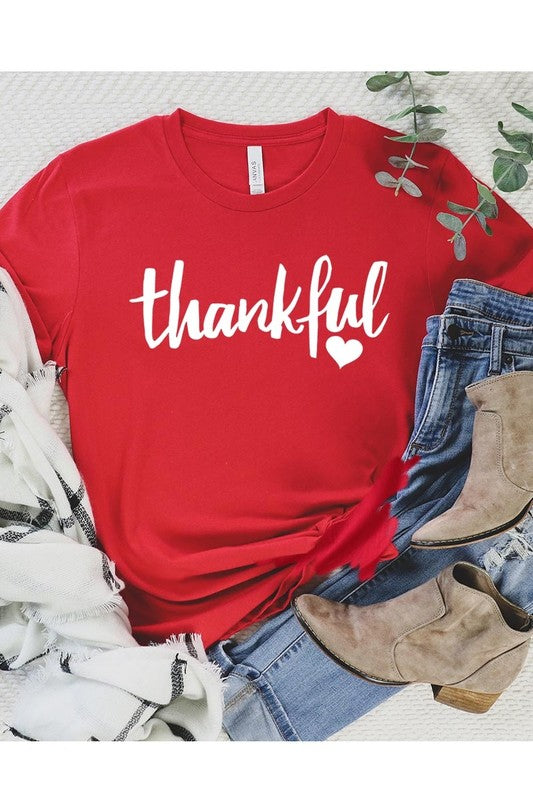 Red Thankful Heart Graphic Tee