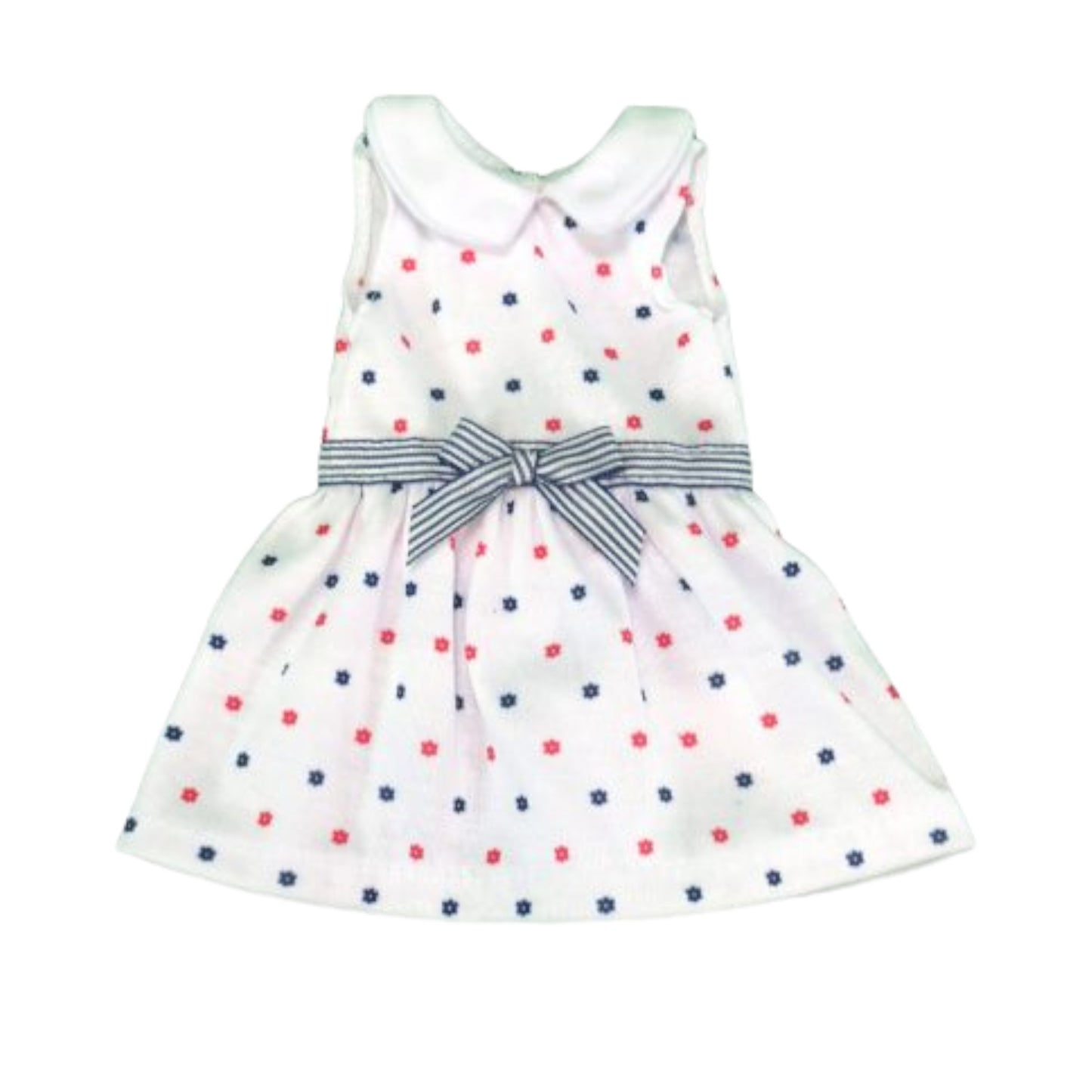 Red and Blue Polka Dot Dress for 18-inch dolls Flat