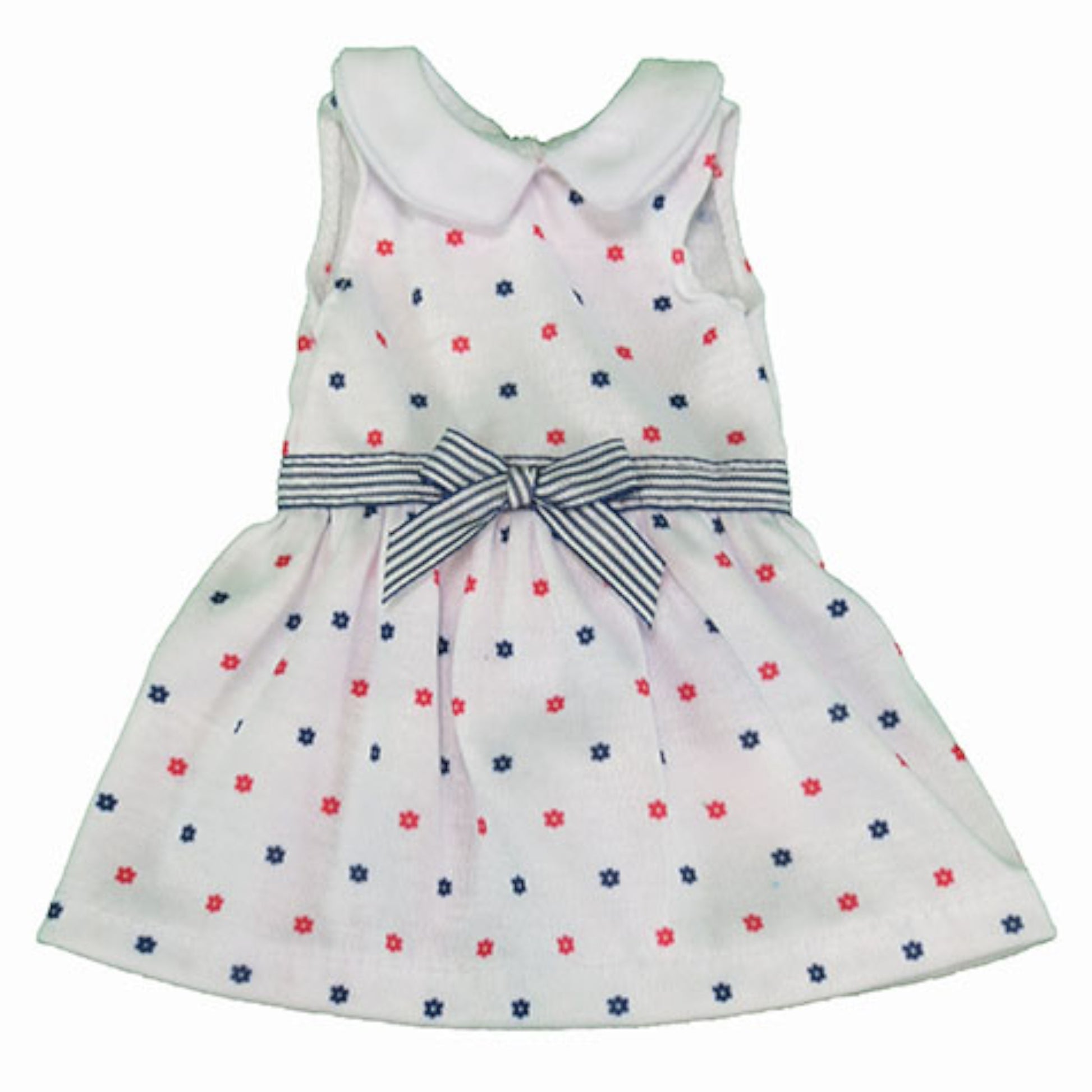 Red and Blue Polka Dot Dress for 14 1/2-inch dolls Flat