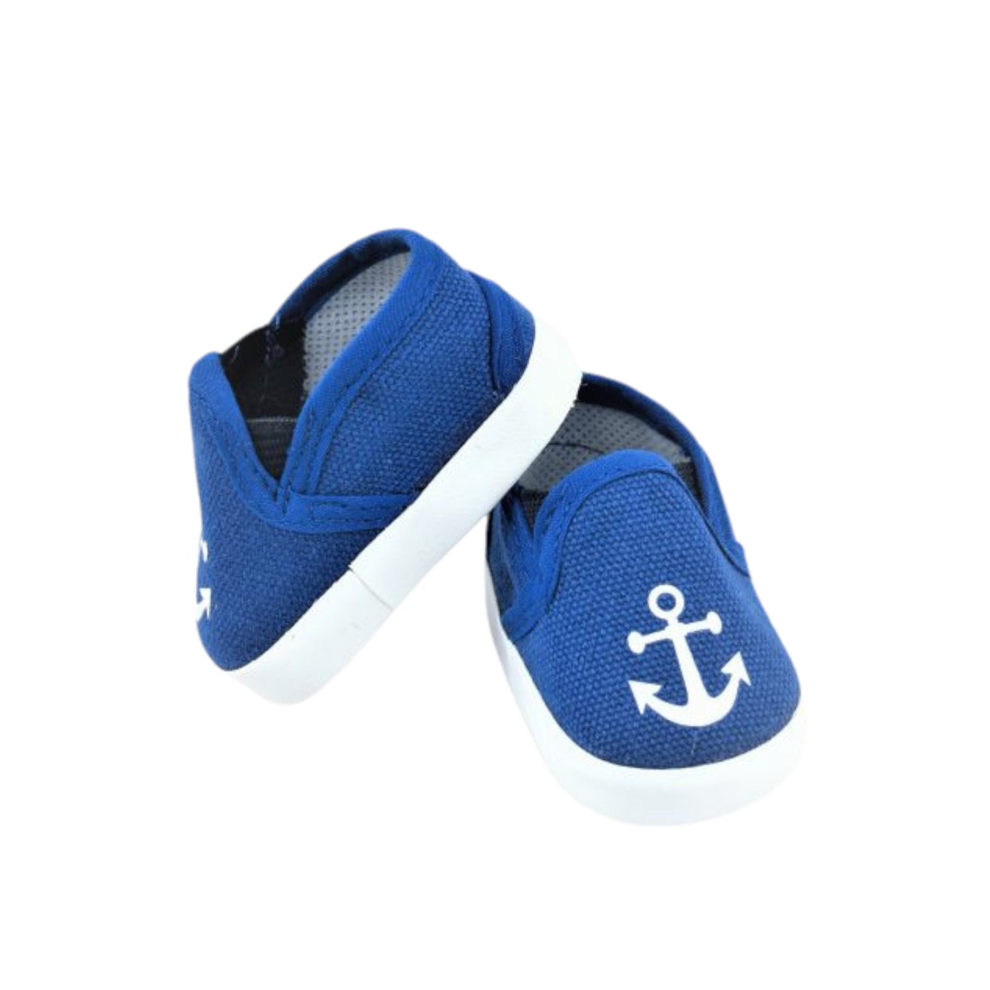 Royal Blue Canvas Anchor Shoes for 18-inch dolls Side view