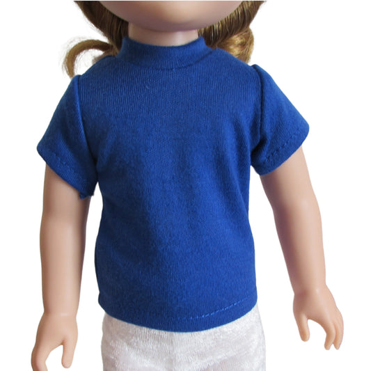 Royal Blue T-Shirt for 14 1/2-inch dolls with doll Front view