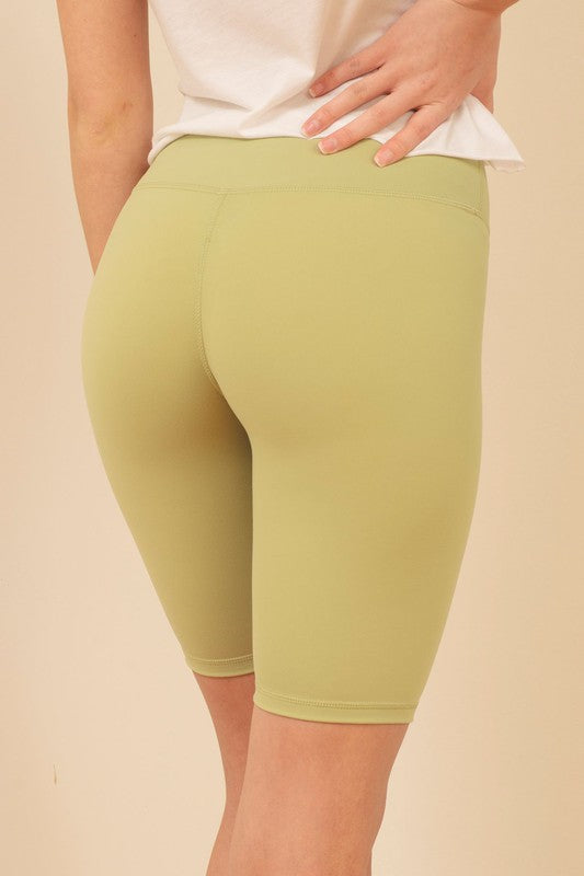 Sage Brushed Nylon Biker Shorts Back view