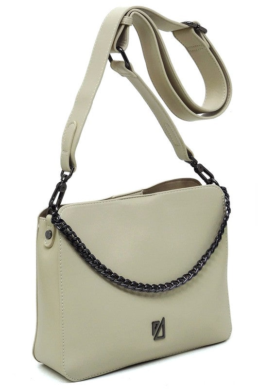 Sand IZA CO Bucket Crossbody Bag Hanging Bent Strap
