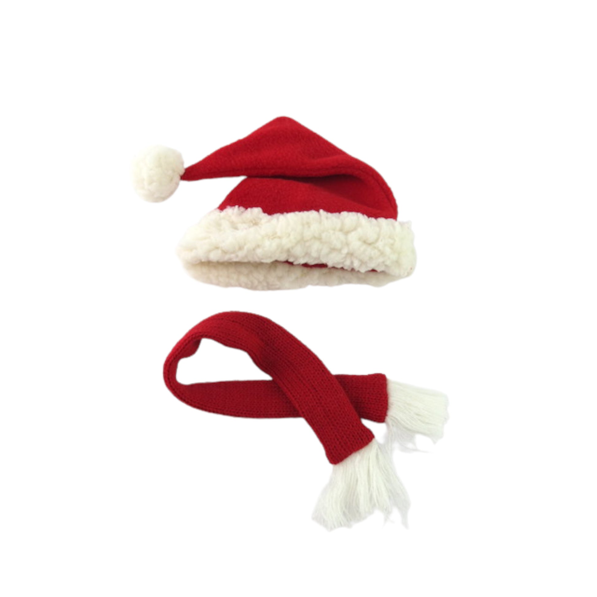 Santa Hat and Scarf for 14 1/2 inch dolls Flat