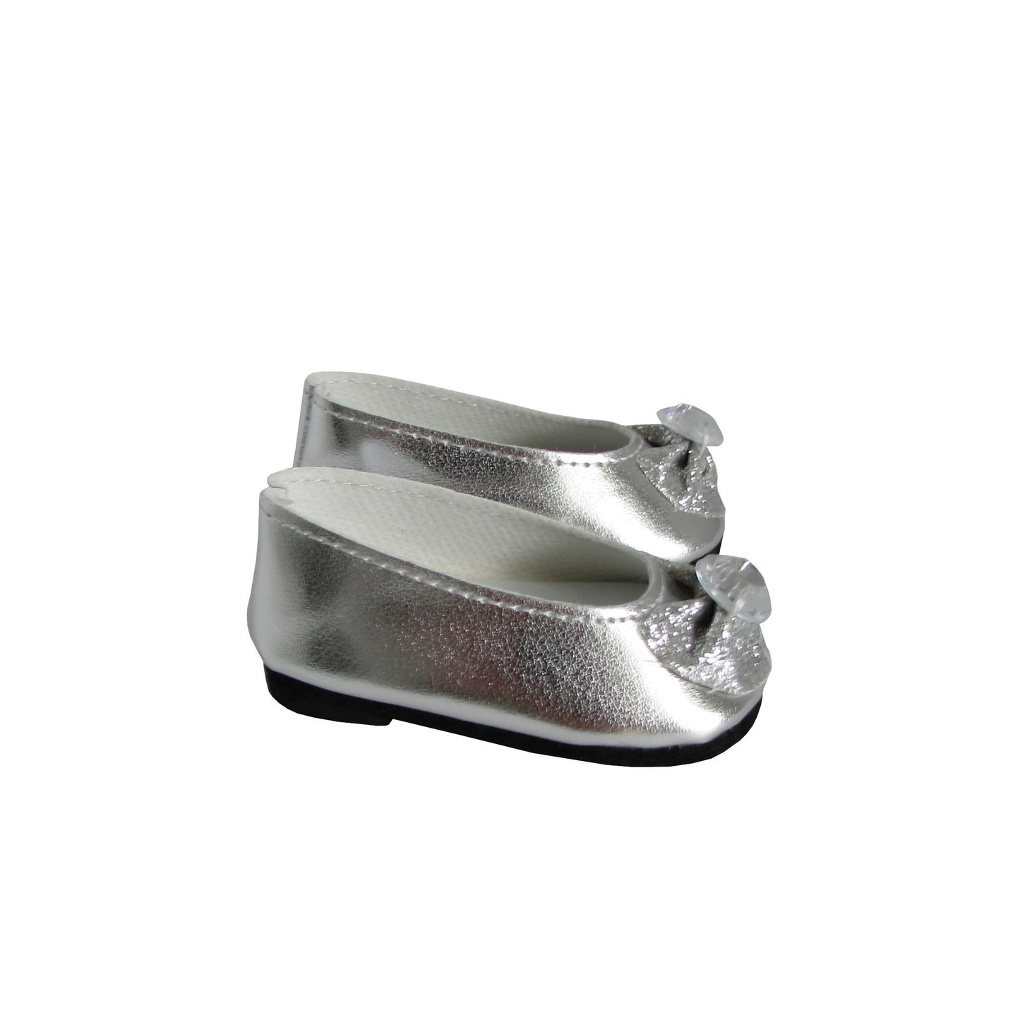 Silver Glitter Bow Flats for 18-inch dolls Right