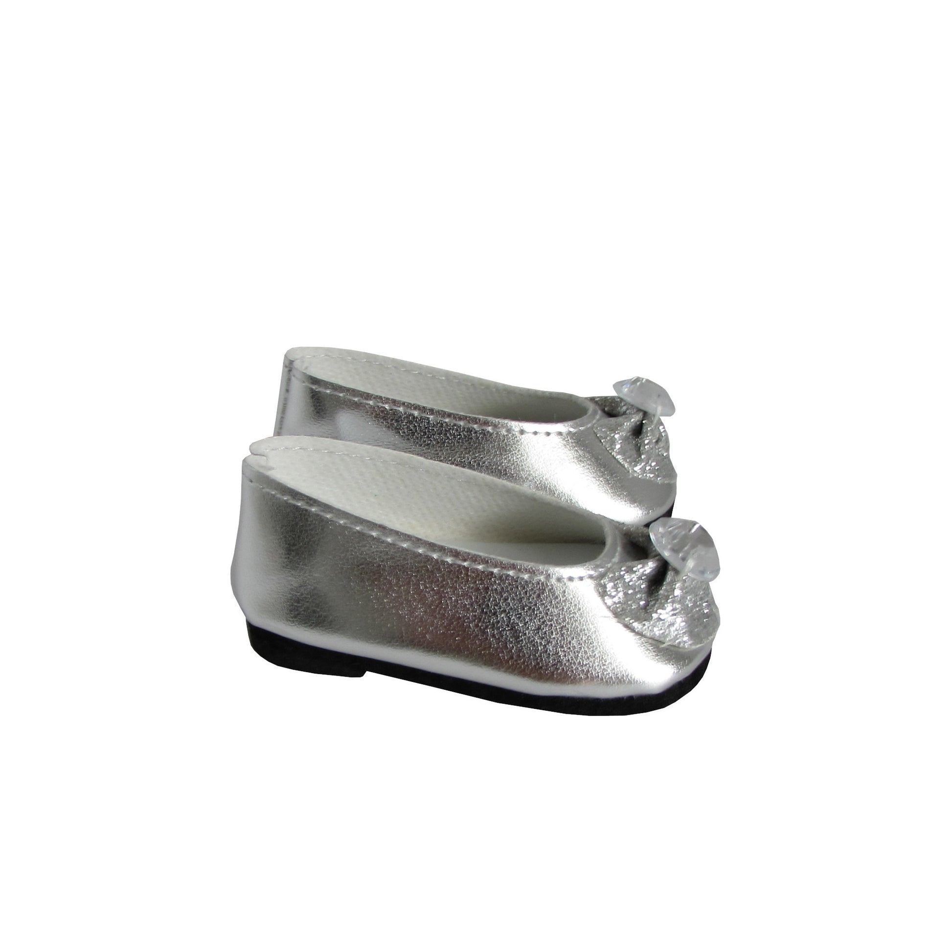 Silver Glitter Bow Flats for 18-inch dolls Right