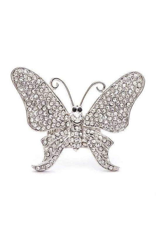 Silver Crystal Butterfly Iconic Stretch Ring