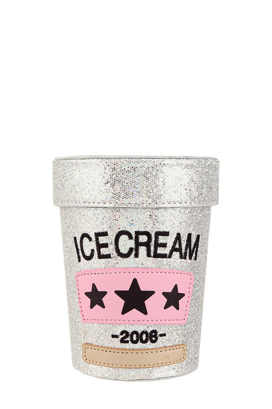 Silver Ice Cream Round Shape Crossbody Bag Front view