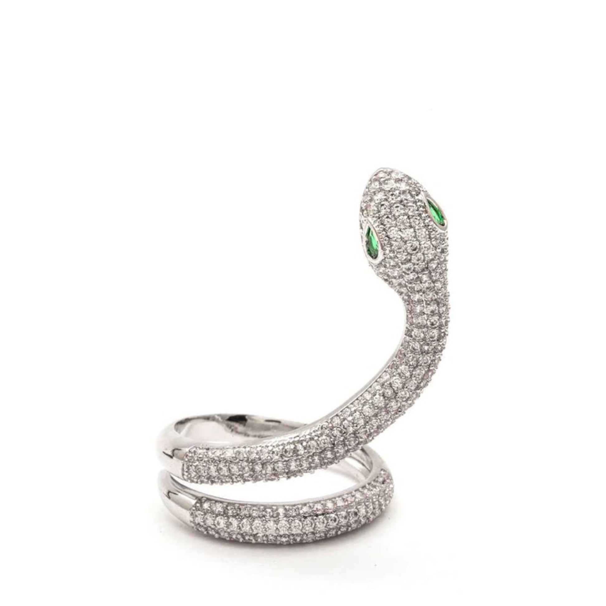 Silver Micro Pave CZ Adjustable Snake Ring