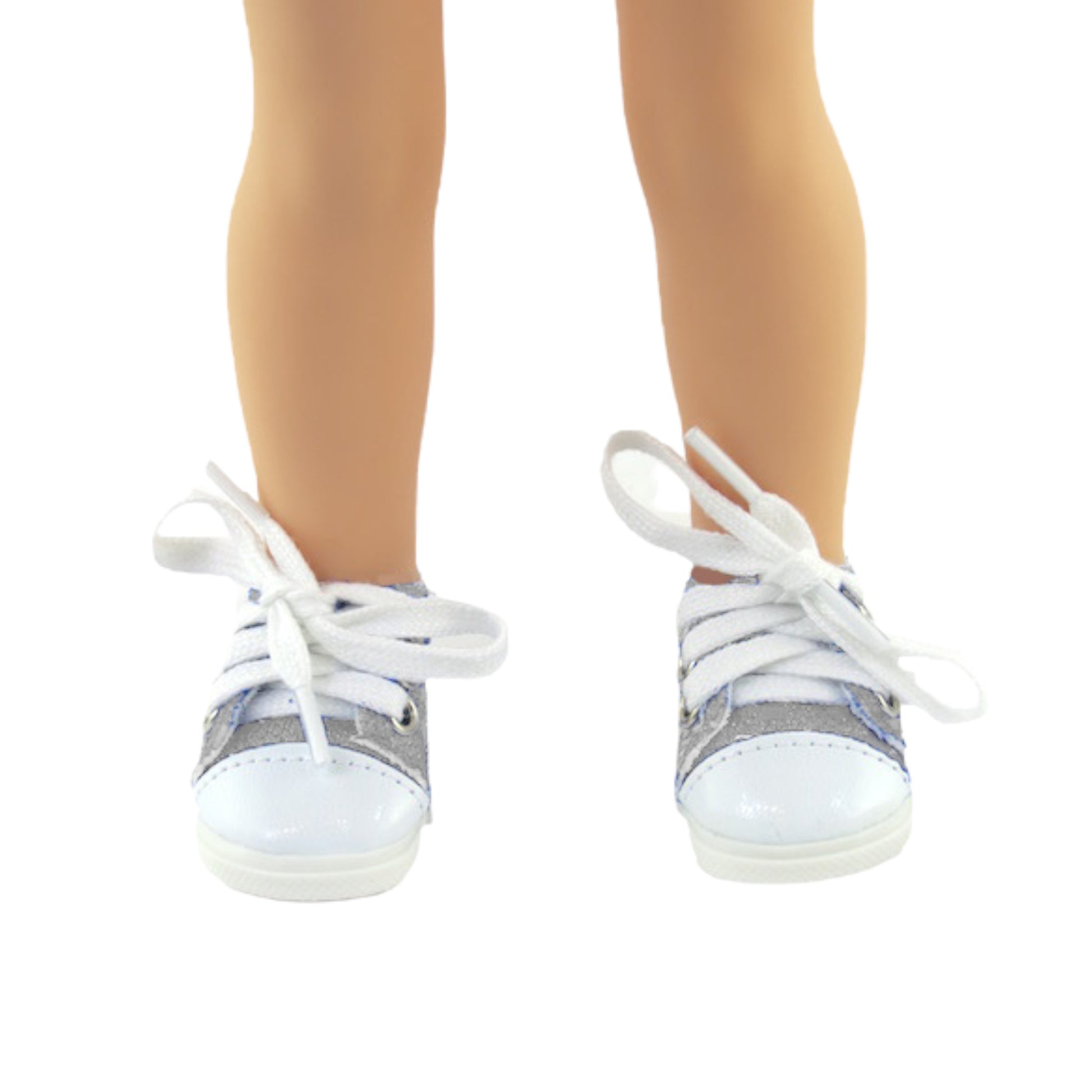 Silver Sneakers with Sequins for 14 1/2-inch dolls with doll