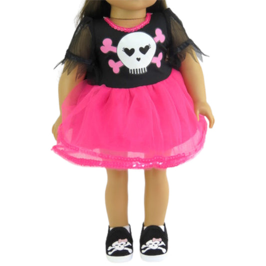 Skull and Bone Pirate Dress for 18-inch dolls with doll