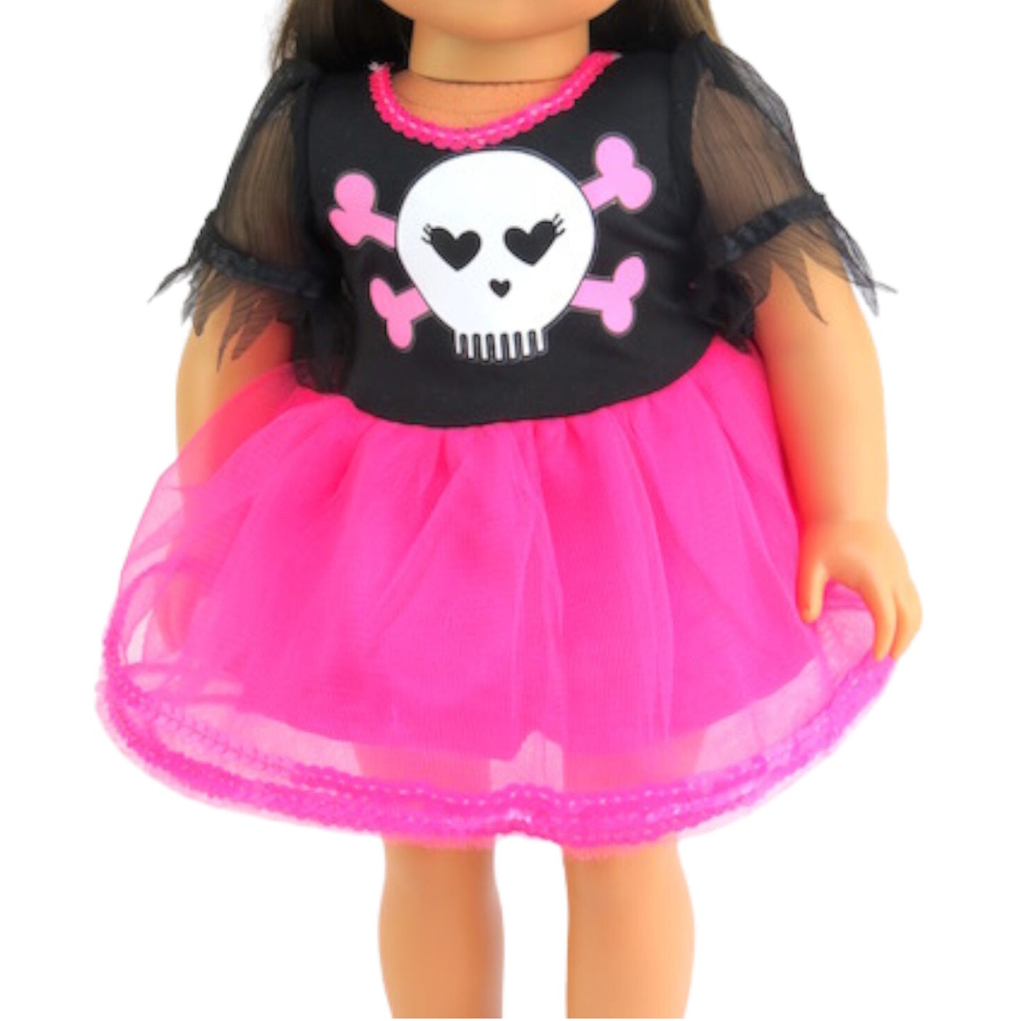 Skull and Bone Pirate Dress for 18-inch dolls with doll Up Close