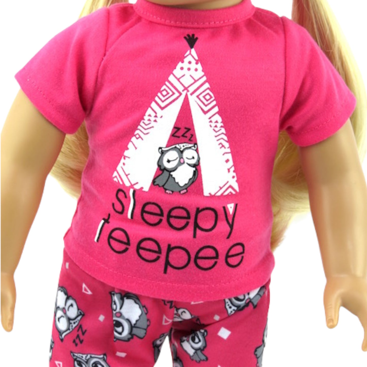 Sleepy Teepee Pajamas for 18-inch dolls with doll Up Close