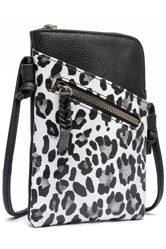 Snow Leopard Fashion Mini Crossbody Bag Up Close