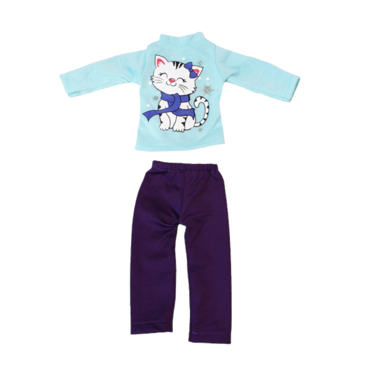 Snowflake Kitty Cat Outfit for 141/2-inch dolls Flat