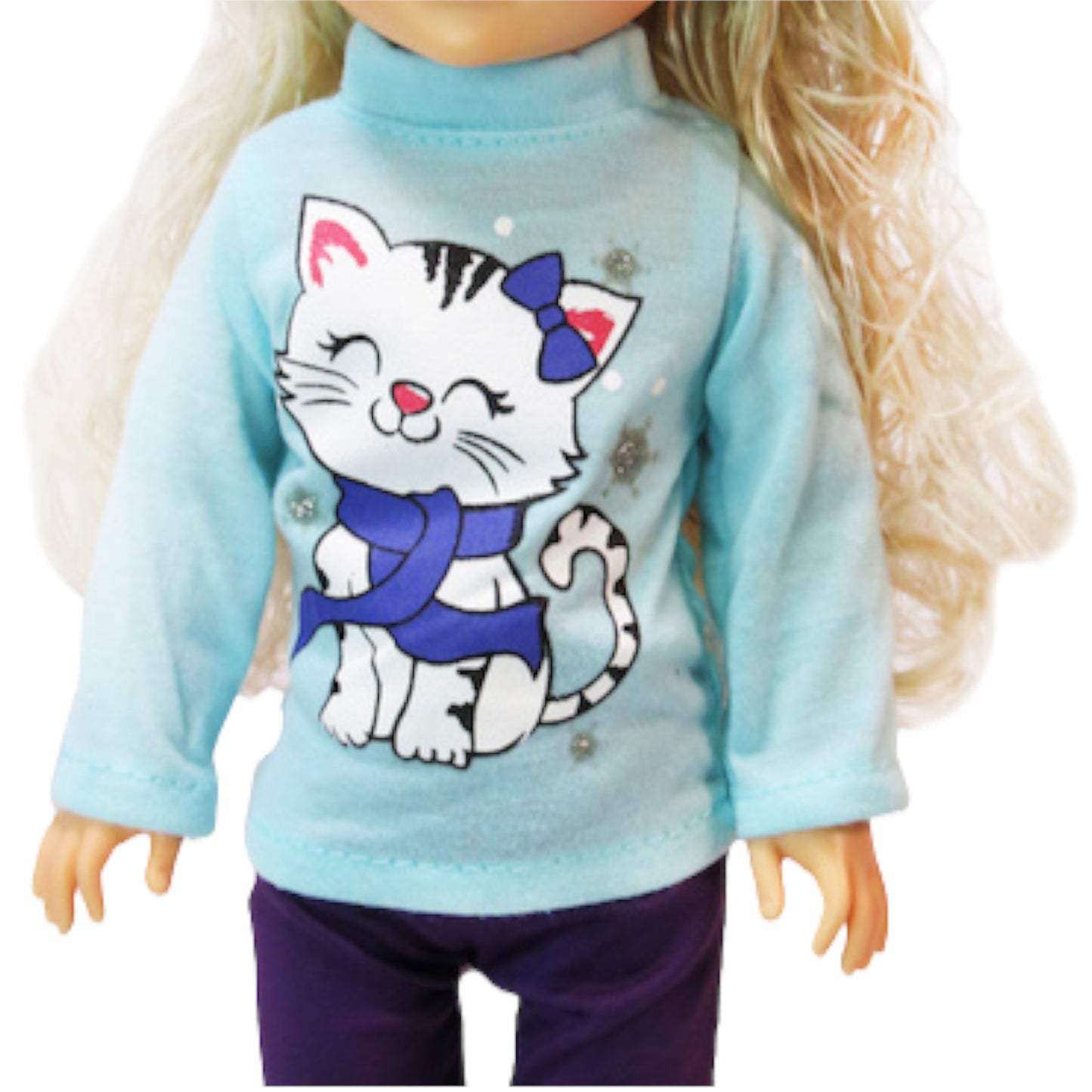 Snowflake Kitty Cat Outfit for 14 1/2-inch dolls with doll Up Close
