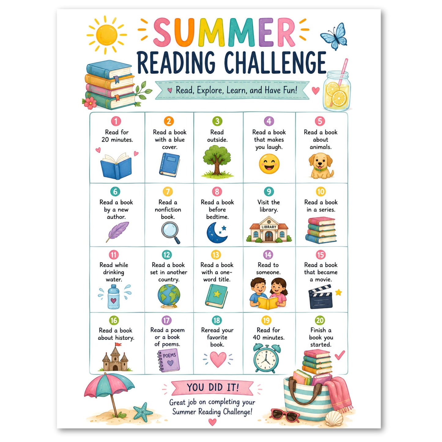 Summer Reading Challenge Printable