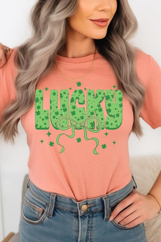 Sunset Coquette Lucky Bow Graphic Tee