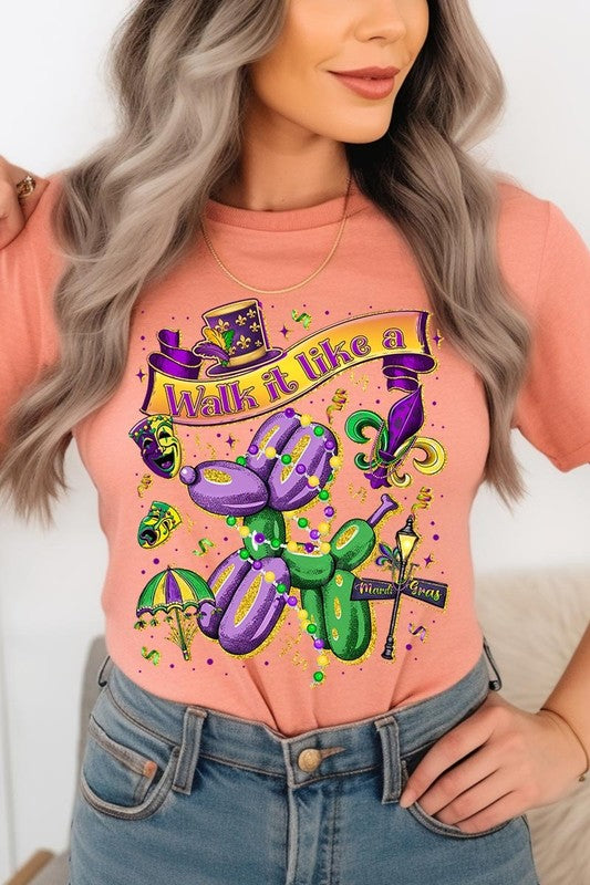 Sunset Walk It Like A Mardi Gras Graphic Tee
