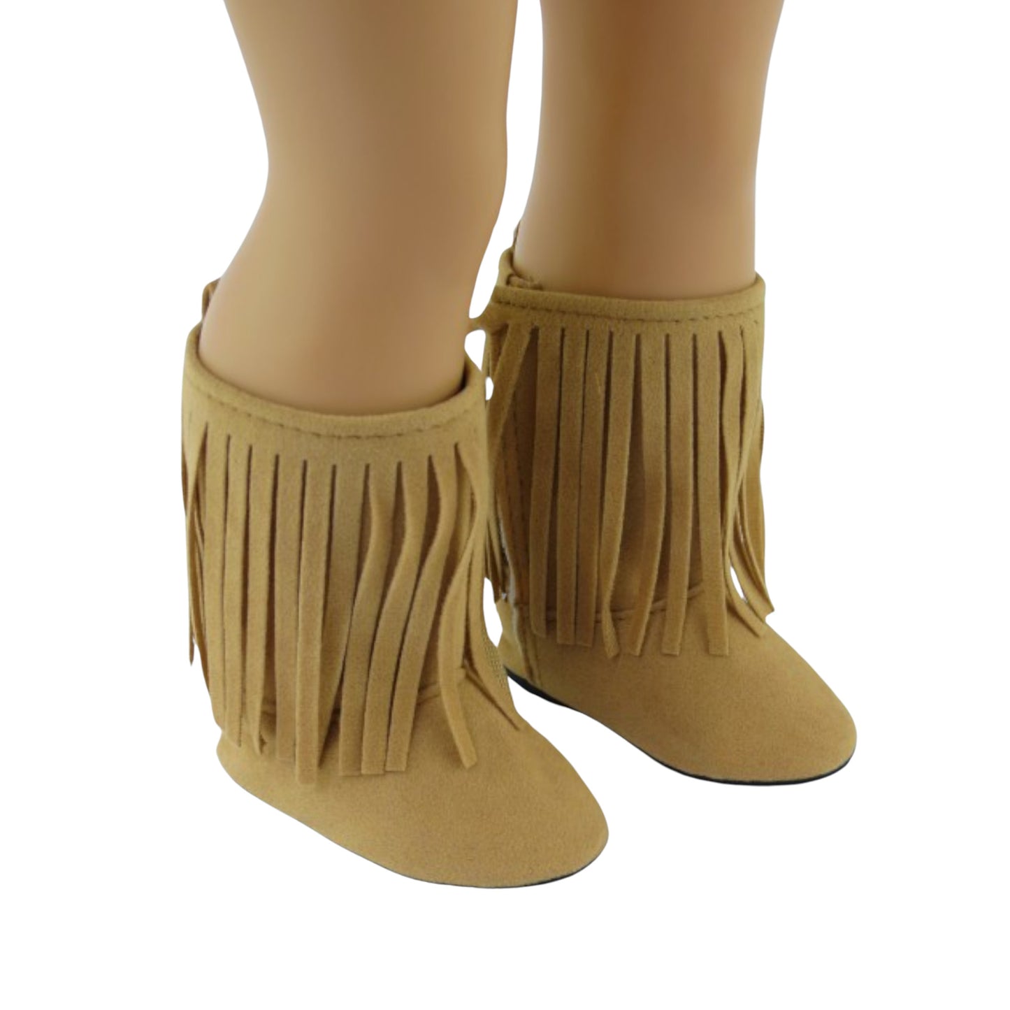 Tan Fringe Boots for 18-inch dolls with doll