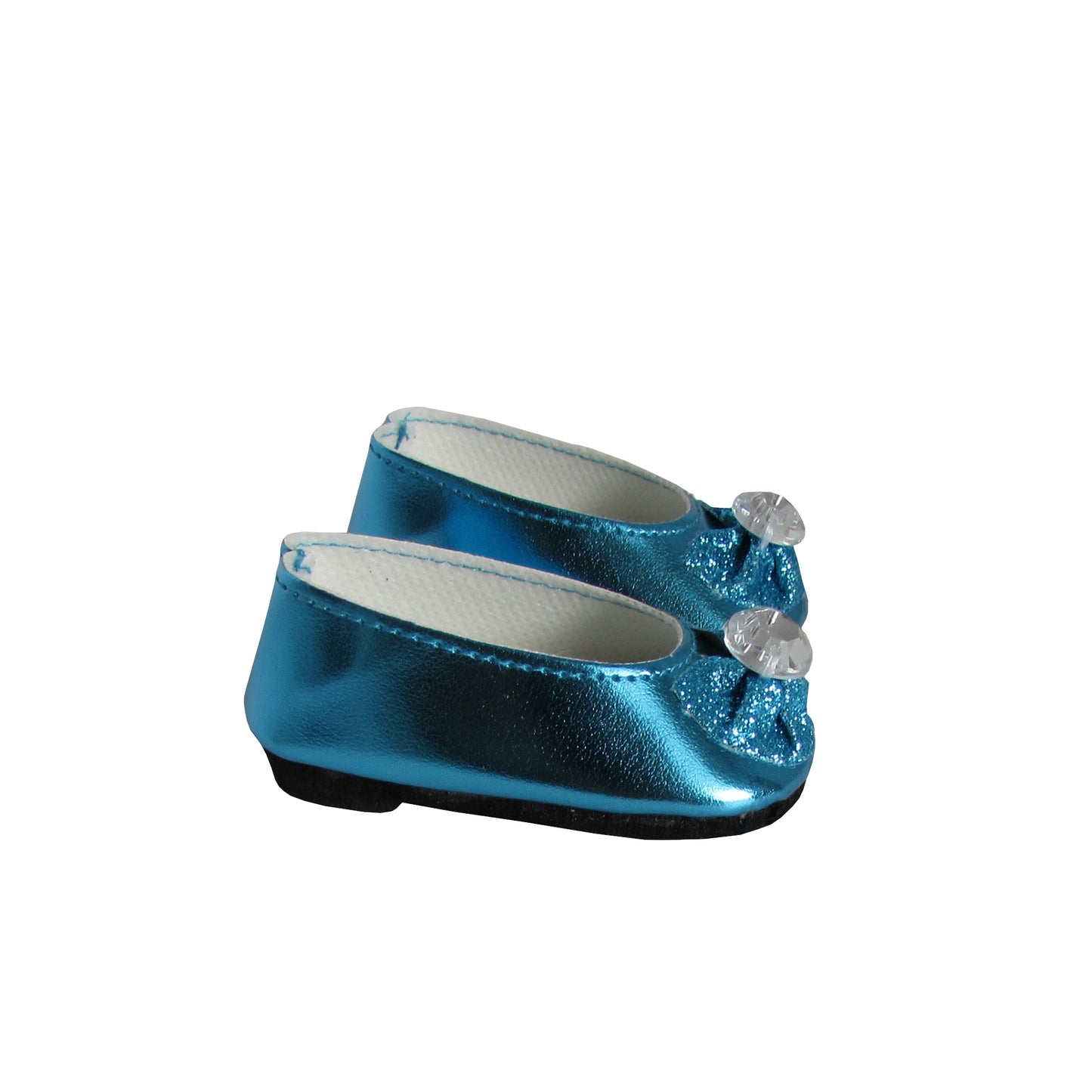 Teal Glitter Bow Flats for 18-inch dolls Right