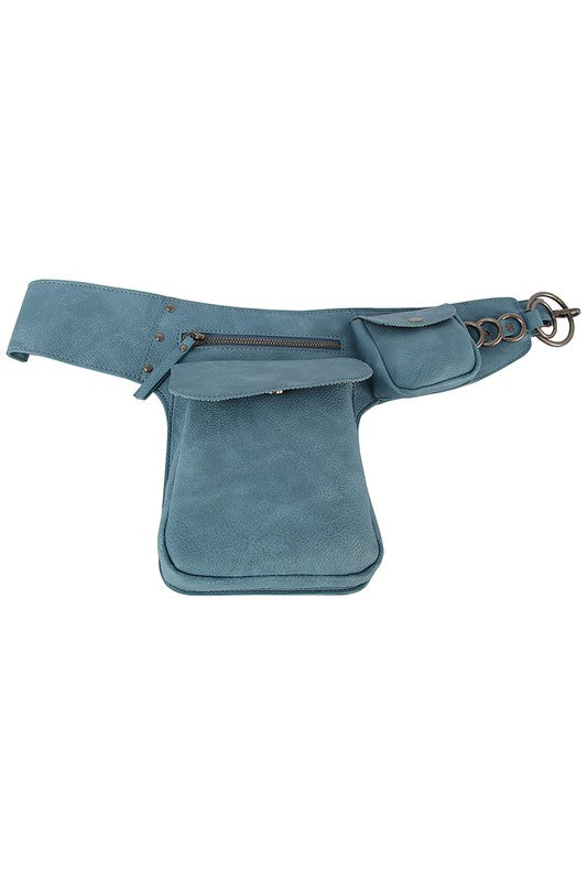 Teal Fashion Ring Fanny Pack Sling Bag Third view