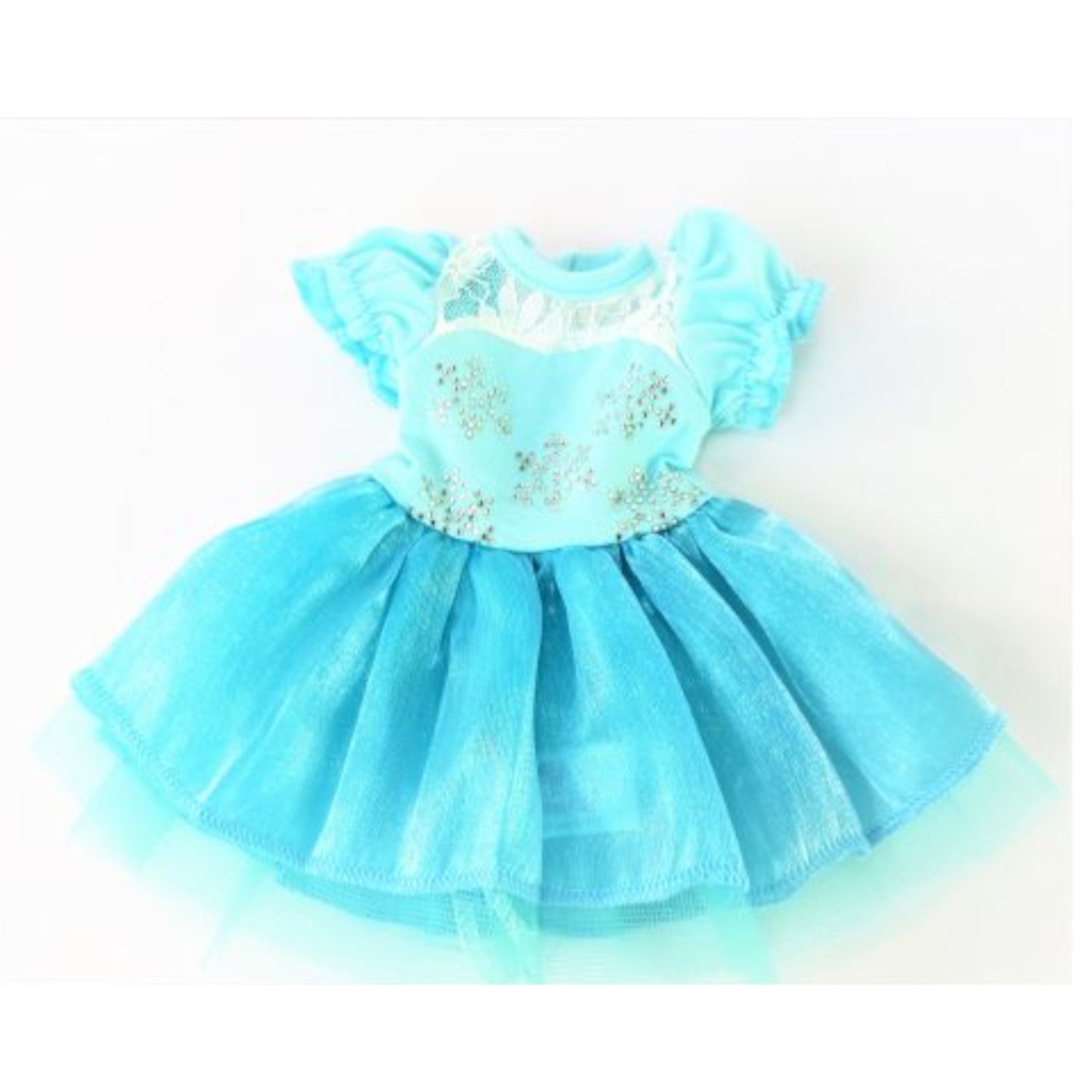 Teal Sparkle Snowflake Dress for 14 1/2-inch dolls Flat