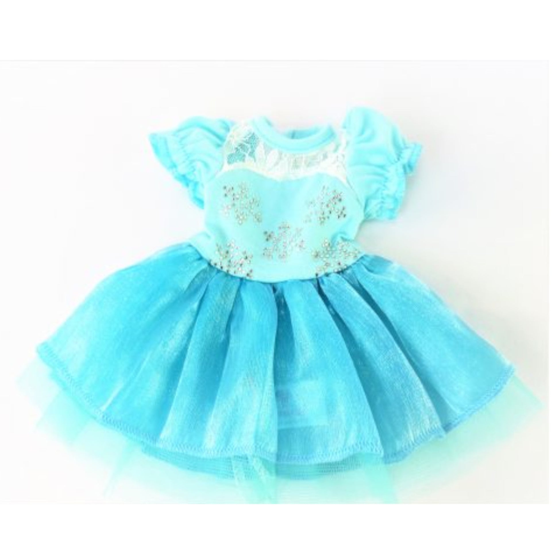 Teal Sparkle Snowflake Dress for 14 1/2-inch dolls Flat