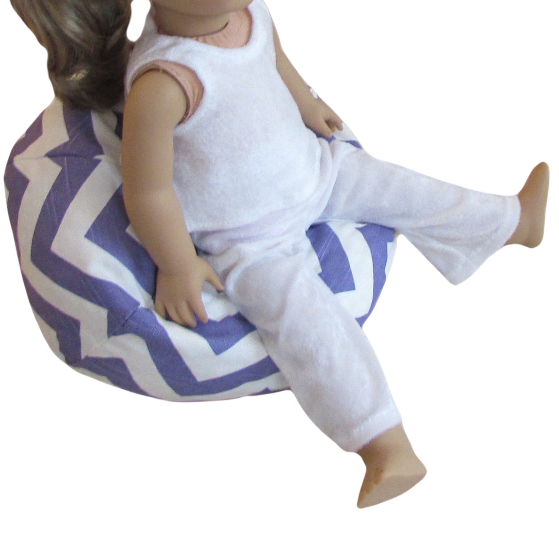 Thistle Chevron Doll Bean Bag Chair for 18-inch dolls Side view