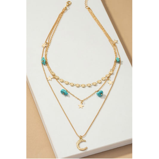 Three Row Mixed Chain Choker Necklace Flat Lay