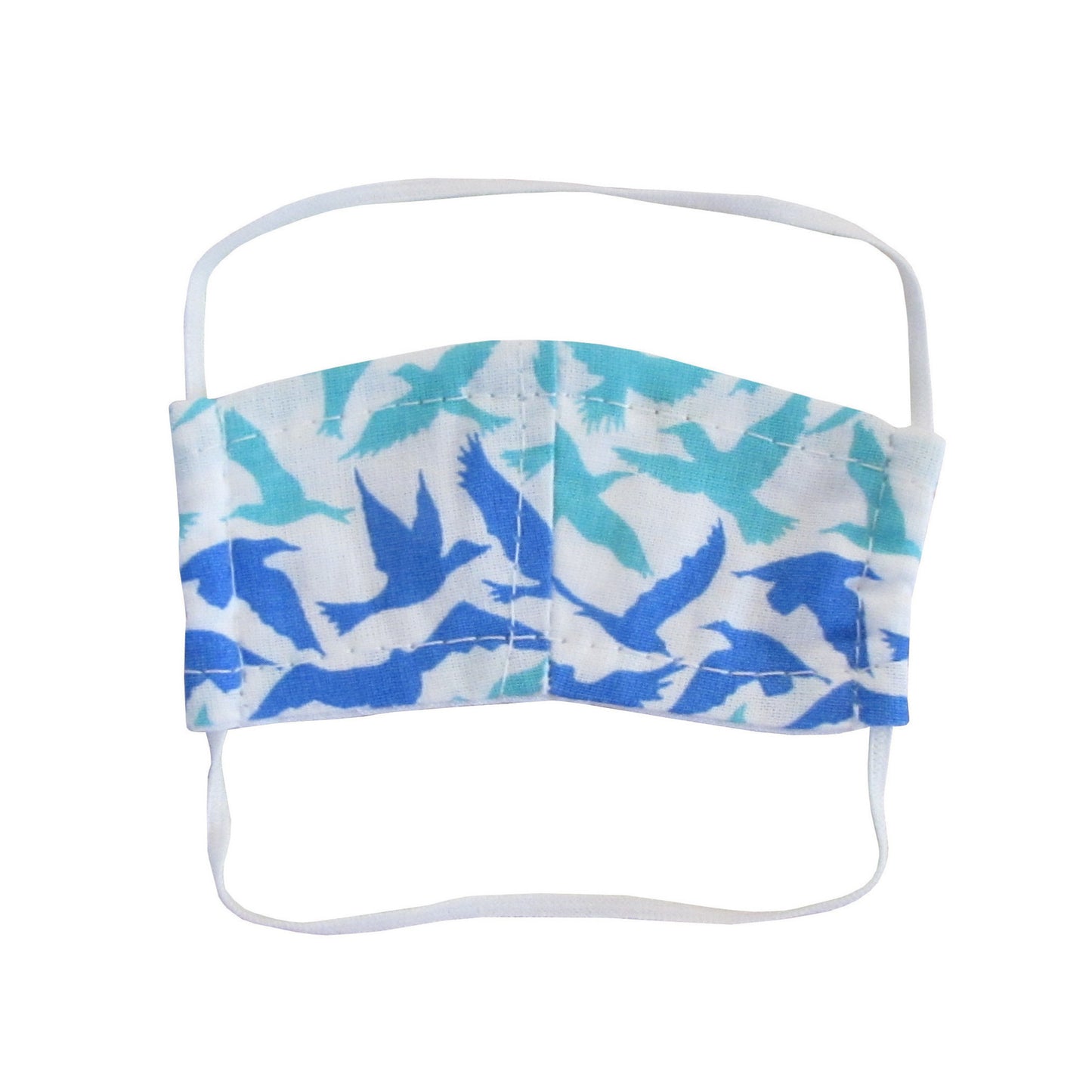 Turquoise Blue Birds Print Doll Face Mask for 18-inch dolls Flat