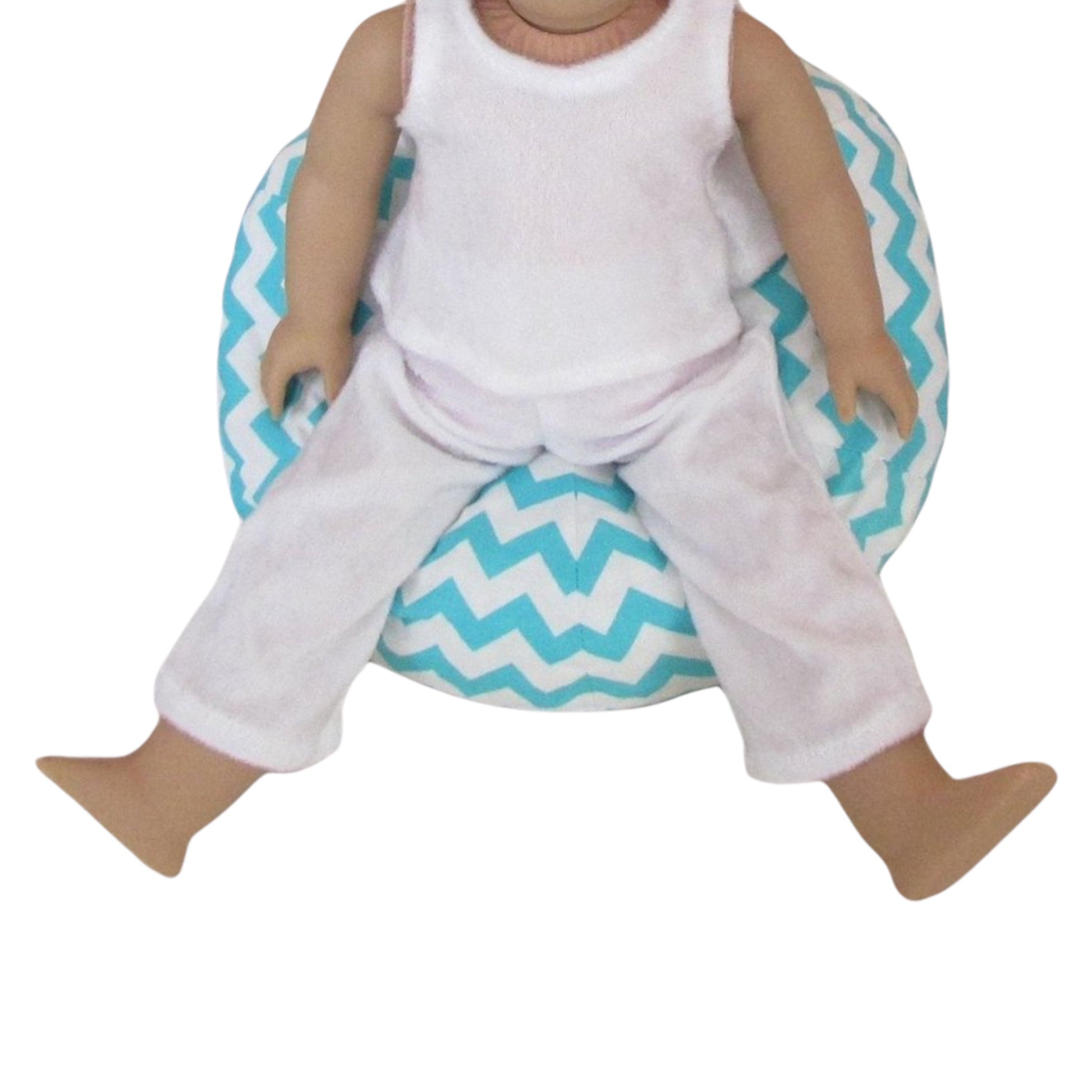 Turquoise Chevron Doll Bean Bag Chair for  18-inch dolls