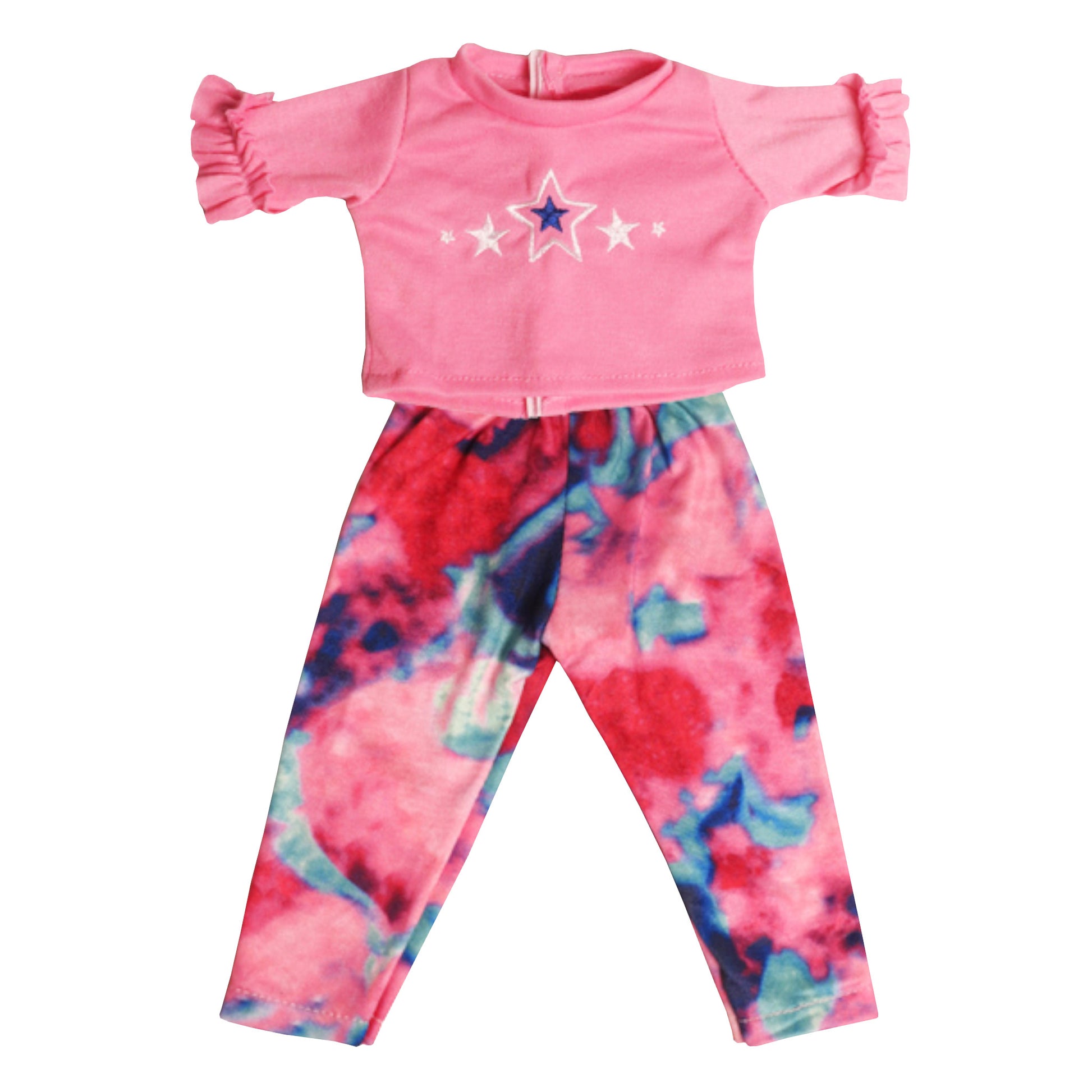 Two-Piece Pink Stars Multicolor Set for 18-inch dolls Flat