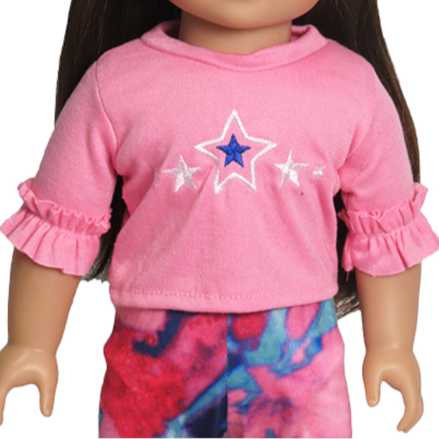 Two-Piece Pink Stars Multicolor Set for 18-inch dolls with doll Up Close